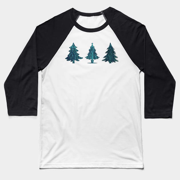 Three cool textured teal Christmas trees (Happy Holidays!) Baseball T-Shirt by F-for-Fab